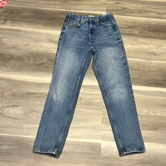 Zara blue  tapered denim jeans size 4 - Picture 1 of 14